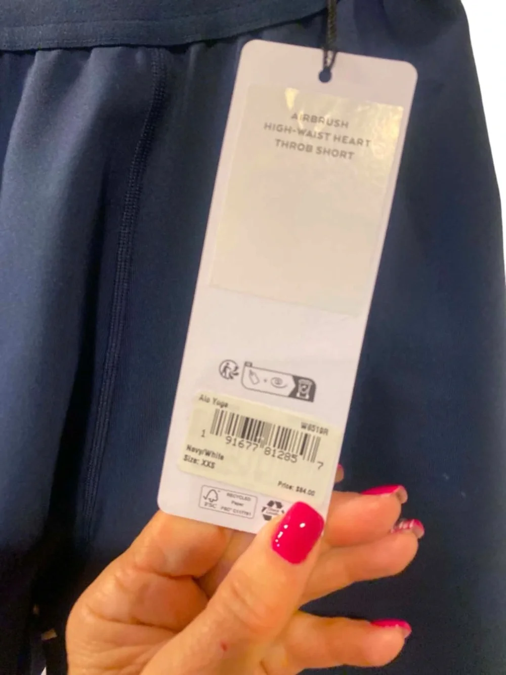 NWT ALO Yoga airbrush high waist heart throb short NAVY Size XXS